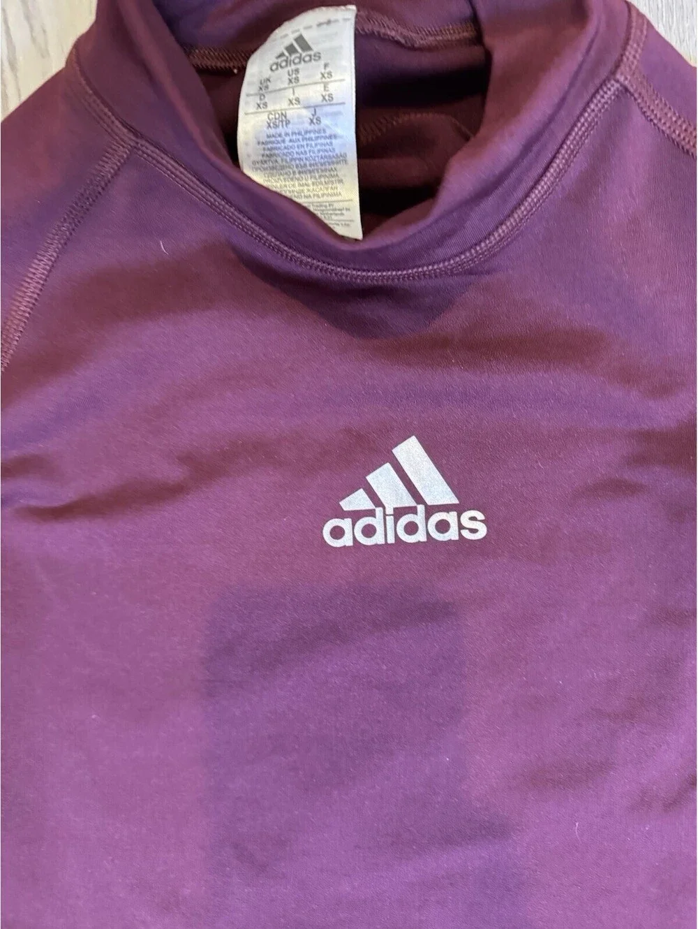 Adidas Men’s XS Maroon Mock Neck Long Sleeve Compression Training Shirt
